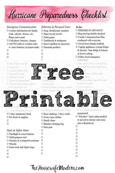 Free Printable Hurricane Preparedness Checklist And Tips You Need To Know