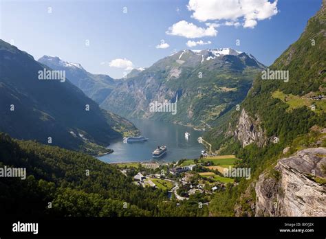 Cruise Ships Geirangerfjord Western Fjords Norway Stock Photo Alamy