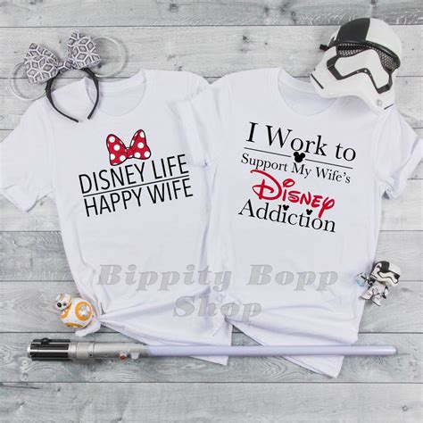 Couple Shirts Disney Wife Happy Life I Work | Etsy in 2020 | Disney ...