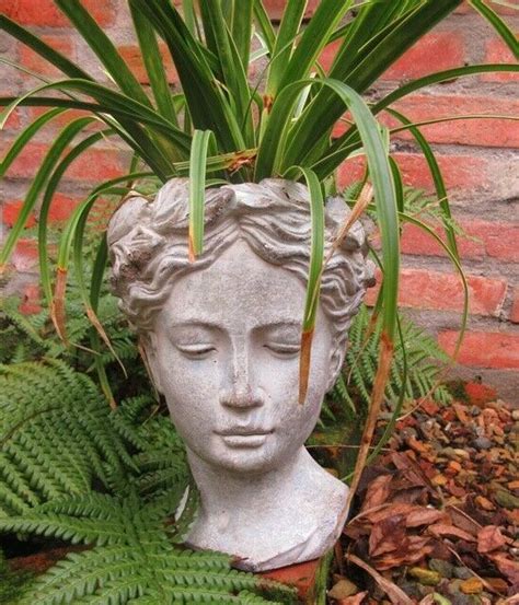 Garden Bust Statue Woman Figure Planter Flower Pot Terra Head