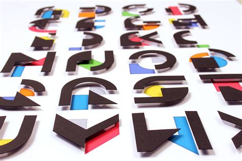 Geometric Display Typeface Made With Shapes And Layered Paper By James