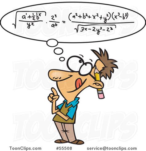 Cartoon Smart Guy Figuring A Math Equation In His Head 55508 By Ron