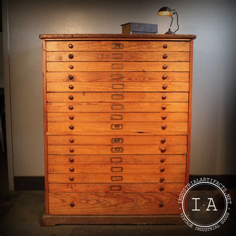Vintage Industrial Wood Flat File Print Storage Cabinet Architect Ar
