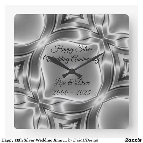 Happy 25th Silver Wedding Anniversary Square Wall Clock Zazzle Wall