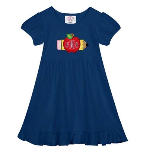 Back To School Dress Girls Monogram School Dress Apple Back To School