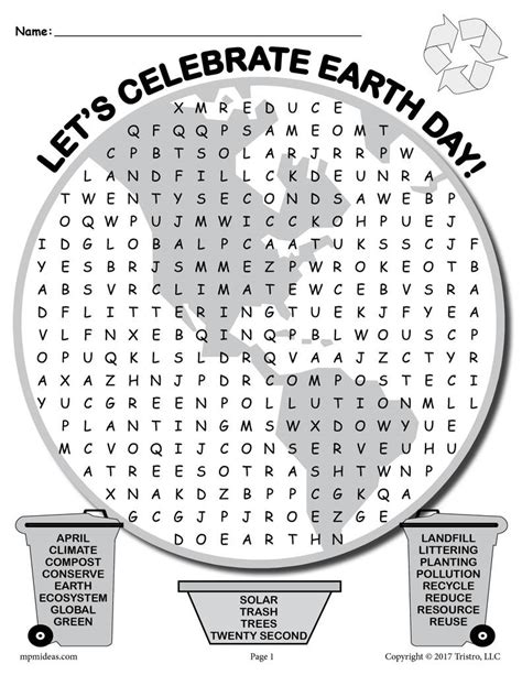 Free Printable Earth Day Word Search Supplyme