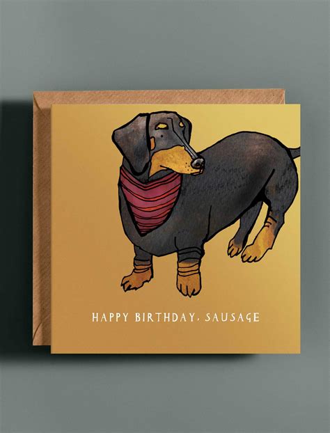 Birthday Dachshund Greetings Card Katie Cardew Illustrations