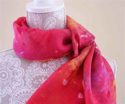 Hand Dyed Silk Scarf Long Silk Scarves Long Scarf By Bedizenme On