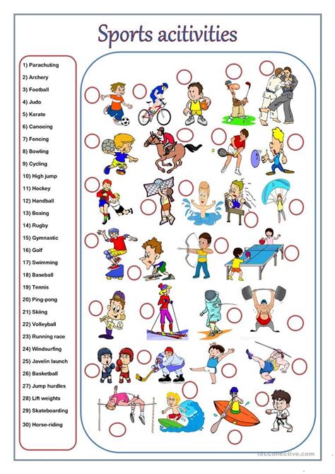 Sport Activities Printable Sports Sports Activities Free Time