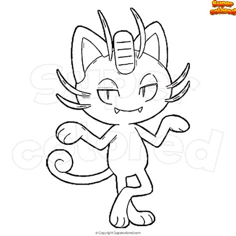 Dibujo Para Colorear Pokemon Meowth Alola