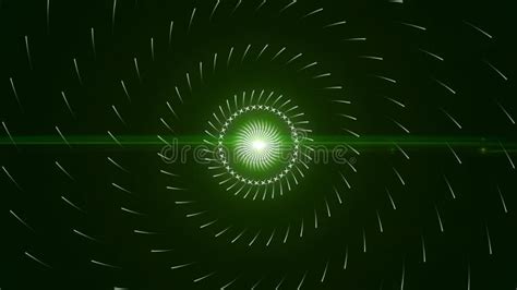 Abstract Green Shimmering Sphere Absorbing Energy Impulses On Black