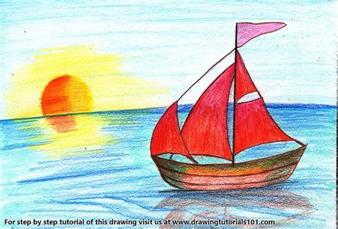 Sailboat Drawing Easy How To Draw A Sailing Ship Step By Step Drawing