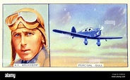 Illustration depicting Harry Frank Broadbent and his plane Percival ...