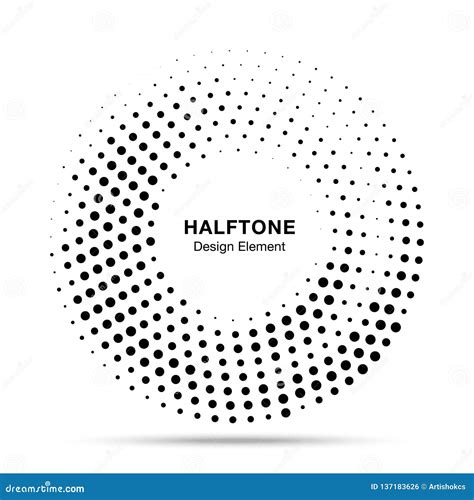 Halftone Circle Dotted Frame Round Border Random Halftone Circle Dot