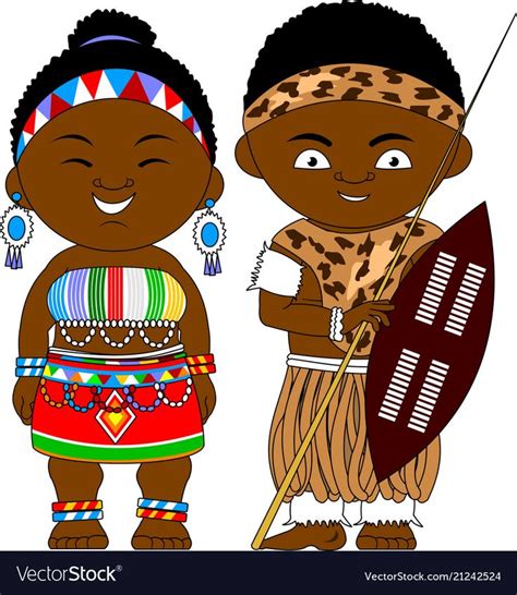 Cheerful African Couple From South Africa Republic Vector Image On In 2020