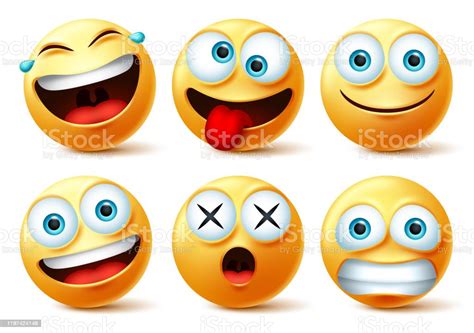 Smileys Emoji Och Uttryckssymbol Ansikten Vector Set Smiley Emojis