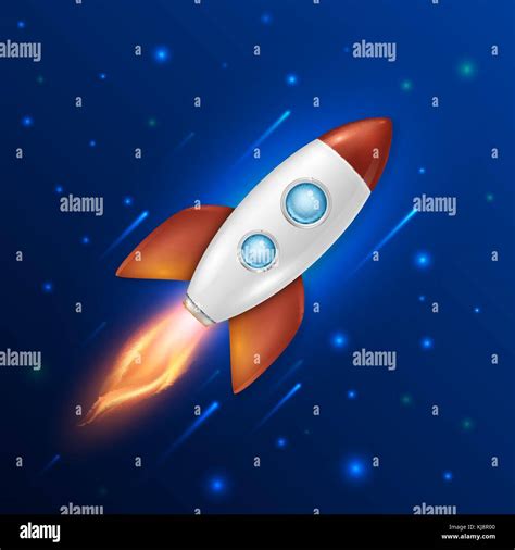 Vector Background With Retro Space Rocket Ship Launch Template For