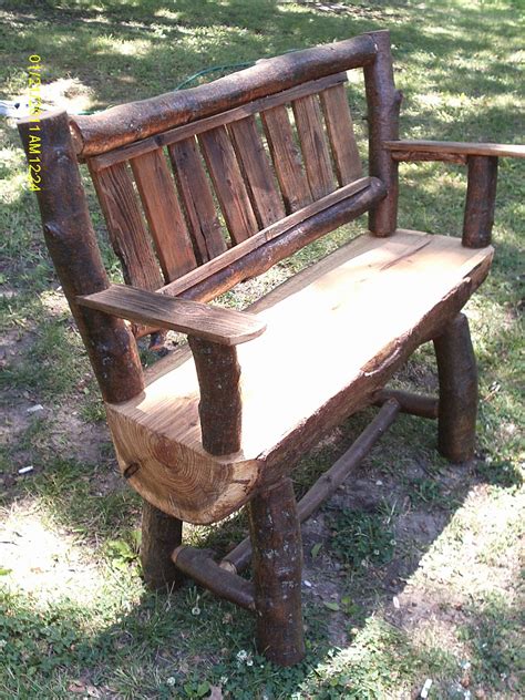 Primitive long bench with overnight primitive design for a long park bench, made out of oak wood. Handmade Rustic & Log Furniture: Oak Log Bench and Coffee ...