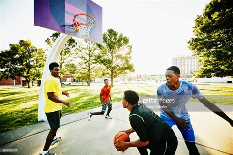 Group Of Friends Playing Pickup Up Basketball Game Photo Getty Images