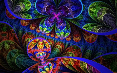 Colorful Fractal Flowers Design Wallpaper