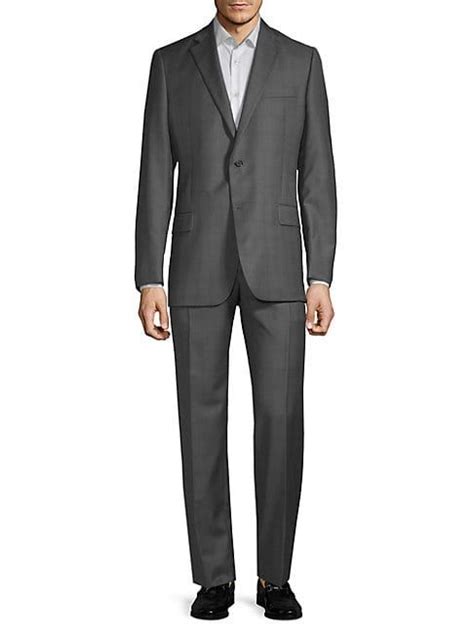 Hickey Freeman Classic Fit Windowpane Wool Suit In Grey Modesens