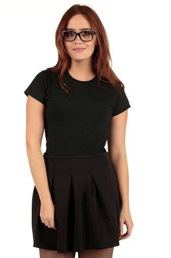 Cute Fashion Geek Girl In A Blank Tshirt Ready For Your Nerdy Designs