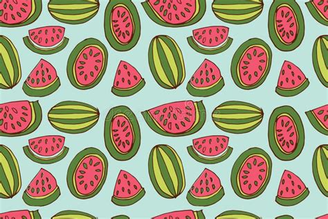 Watermelon Seamless Pattern Stock Vector Illustration Of Food Juicy