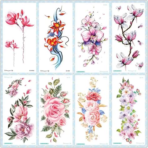 Rocooart Sakura Tattoo Stickers Flowers Fake Tattoos For Women Hand