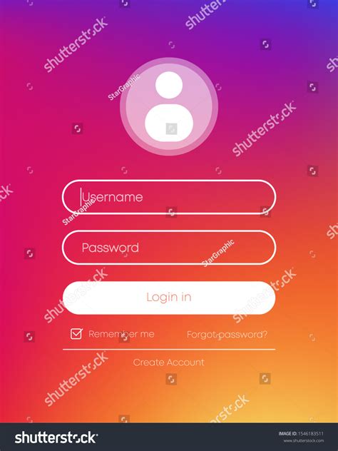 Login Form On Gradient Background Flat Design Royalty Free Stock