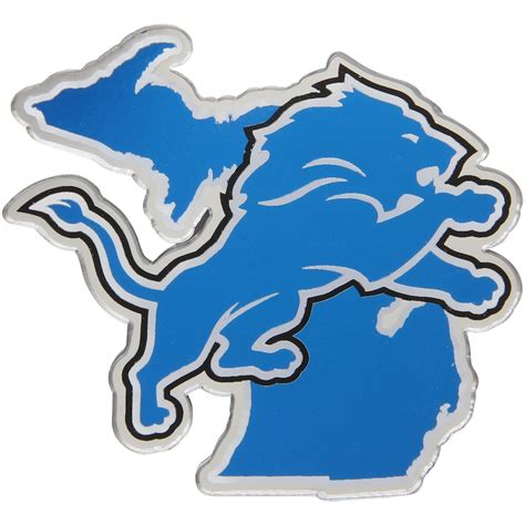 Detroit Lions State Shape Acrylic Metallic Auto Emblem