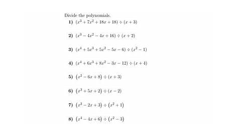 Long division of polynomials worksheet (with solutions) | Teaching