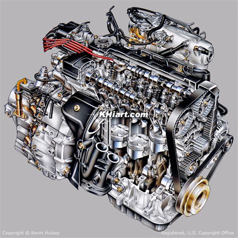 Car Engine Illustration Cutaways And Transmission Technical Drawings