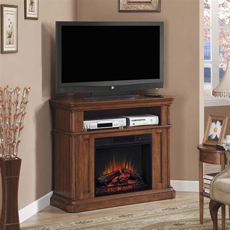 Montgomery espresso corner electric fireplace media center with glass embers. Oakfield Wall or Corner Electric Fireplace Media Console ...