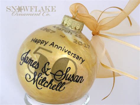 Happy Th Anniversary Personalized Glass Christmas Ornament Etsy