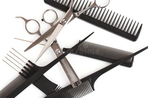Set Of Combs And Scissors Hairstyle Accessories Stock Photos Image