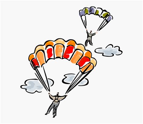 Vector Illustration Of Skydiving Skydiver Parachutists Free