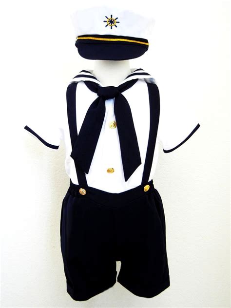 New Baby Boy Toddler Formal Sailor Suitoutfitcostume White And Navy
