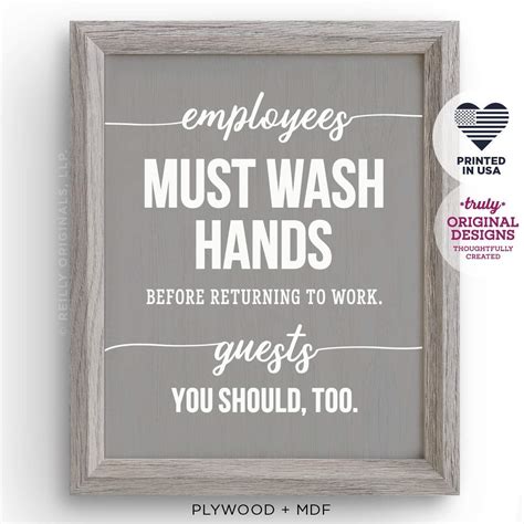 Buy 9x11 Inch Employees Must Wash Hands Bathroom Sign ~ Guests You