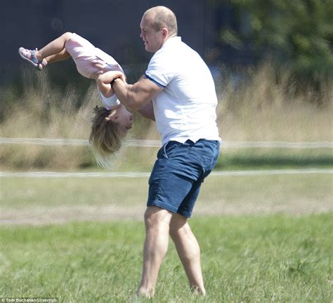 Mike Tindall Grabs Giggling Daughter By The Dungarees In Playful Fight