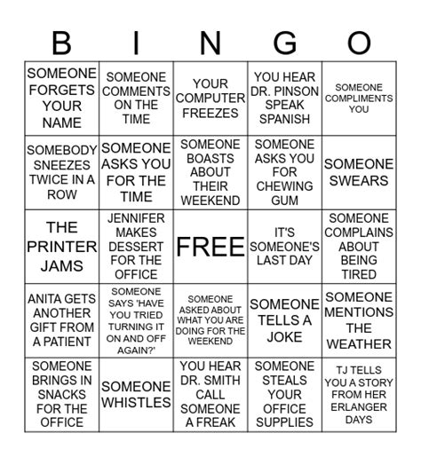 Cps Office Bingo Card