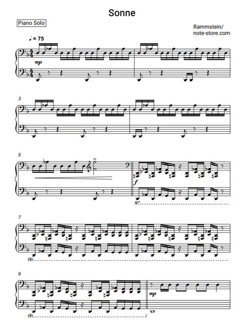 Rammstein Sonne Sheet Music For Piano Pdf Pianosolo Ноты