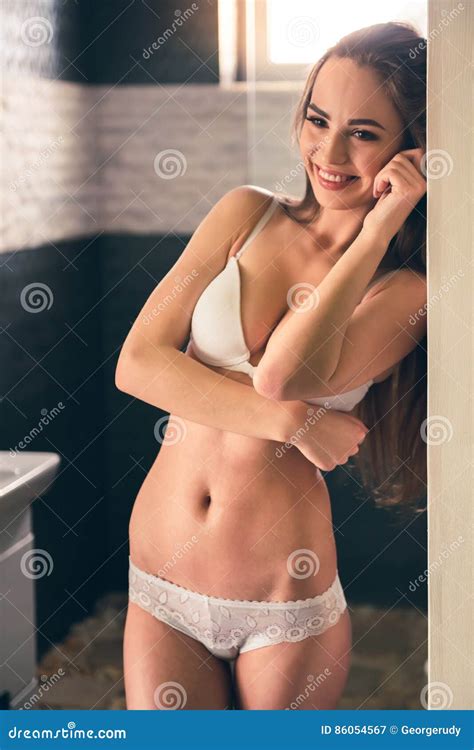 Girl In The Bathroom Stock Image Image Of Attractive