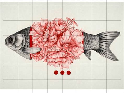 Fish Flowers Drawings Animal Art Illustration Art