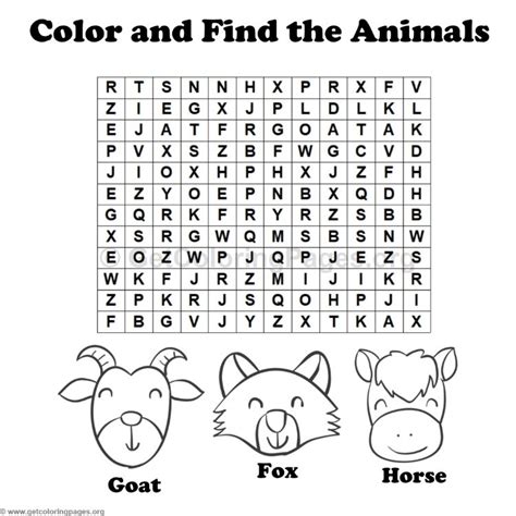 animal word search coloring pages  getcoloringpagesorg