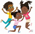 Happy Kids PNG Clipart African American Kids Jumping Clipart | Etsy