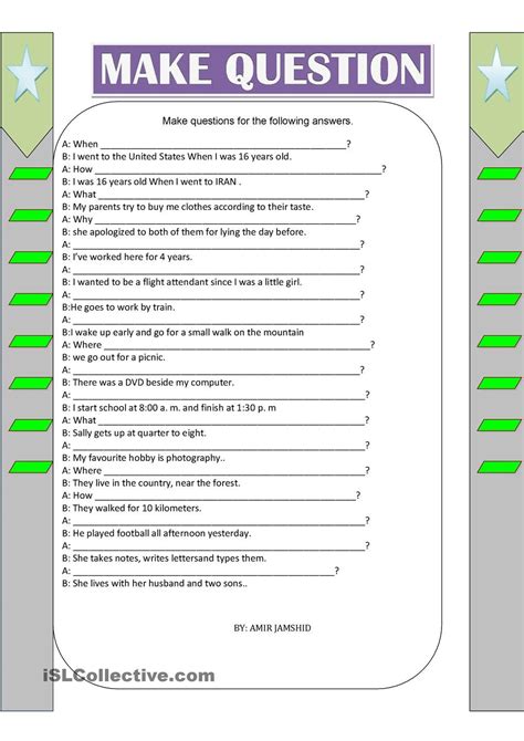 Is And Are Questions Worksheet