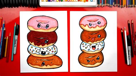 Drawing super cute doodle art for fun very easy step by step: How To Draw A Doughnut Stack - Art For Kids Hub