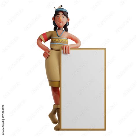 3d illustration of cartoon indian girl standing near the whiteboard 3d drawing of indian girl