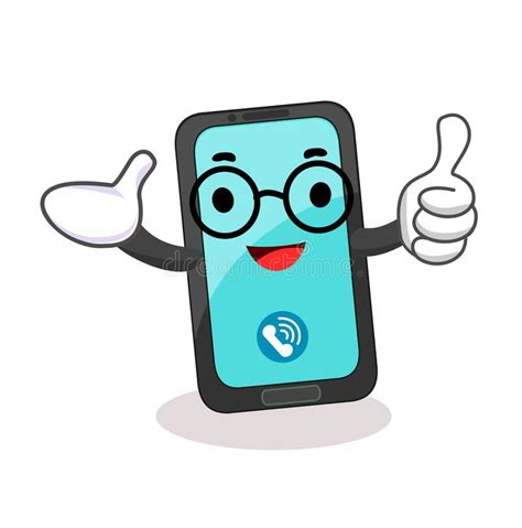 Cute Cartoon Phone Character Vector Stock Vector Illustration Of