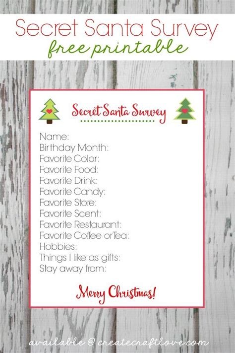 Maybe you would like to learn more about one of these? Secret Santa Survey Printable | Free Christmas Download ...